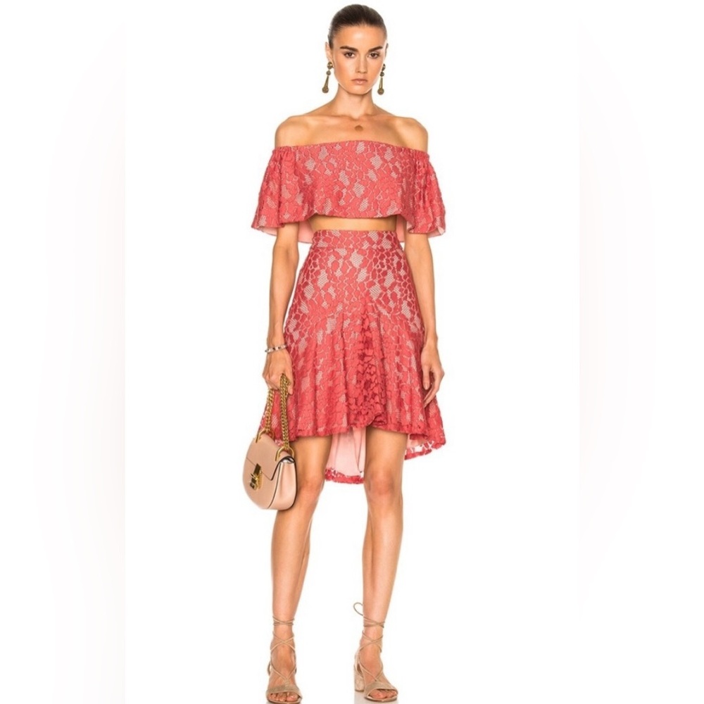 Alexis Revolve Taza Salmon Lace Women’s Off Shoulder Top Shirt Blouse Medium
